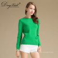 Gros pas cher dernière conception dames plaine vert Slim Fit Pullover